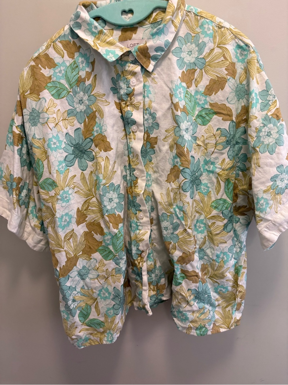 LOFT Short-Sleeve Floral Button-Down Shirt